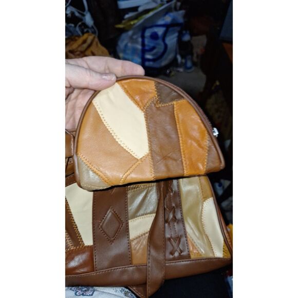 A Women's Leather Patchwork Shoulder Bag Purse Satchel Cowgirl Countrycore 3pc - Picture 13 of 15